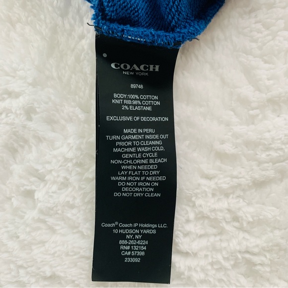 Coach New York Mixed Media Royal Blue Black Crew Sweatshirt Zip Pocket | Small - Picture 6 of 6